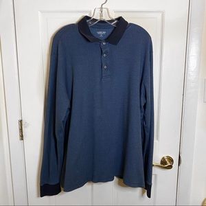 Lands End Long Sleeve Polo Shirt Blue Sz XL